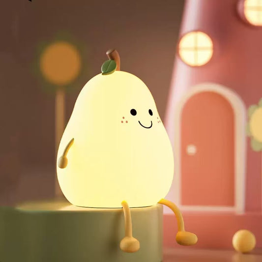 Cartoon Silicone Pear Night Light USB Charging 7 Colors Change Night Light LED Table Lamp